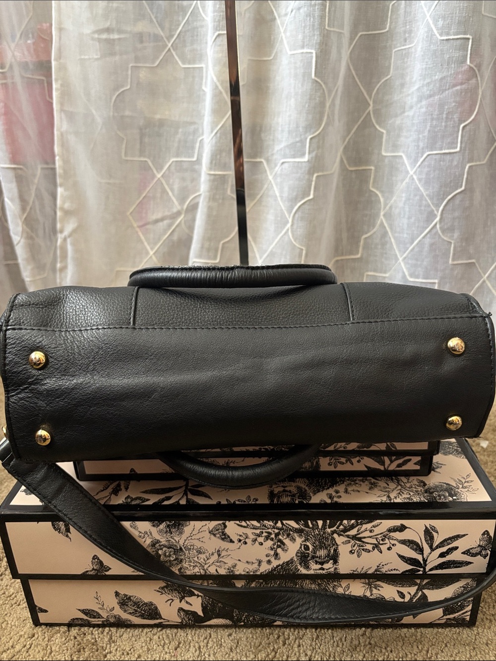 ⭐️Final Markdown⭐️Emma Fox Black Leather Shoulder Bag with Gold Hardware - Picture 9 of 12
